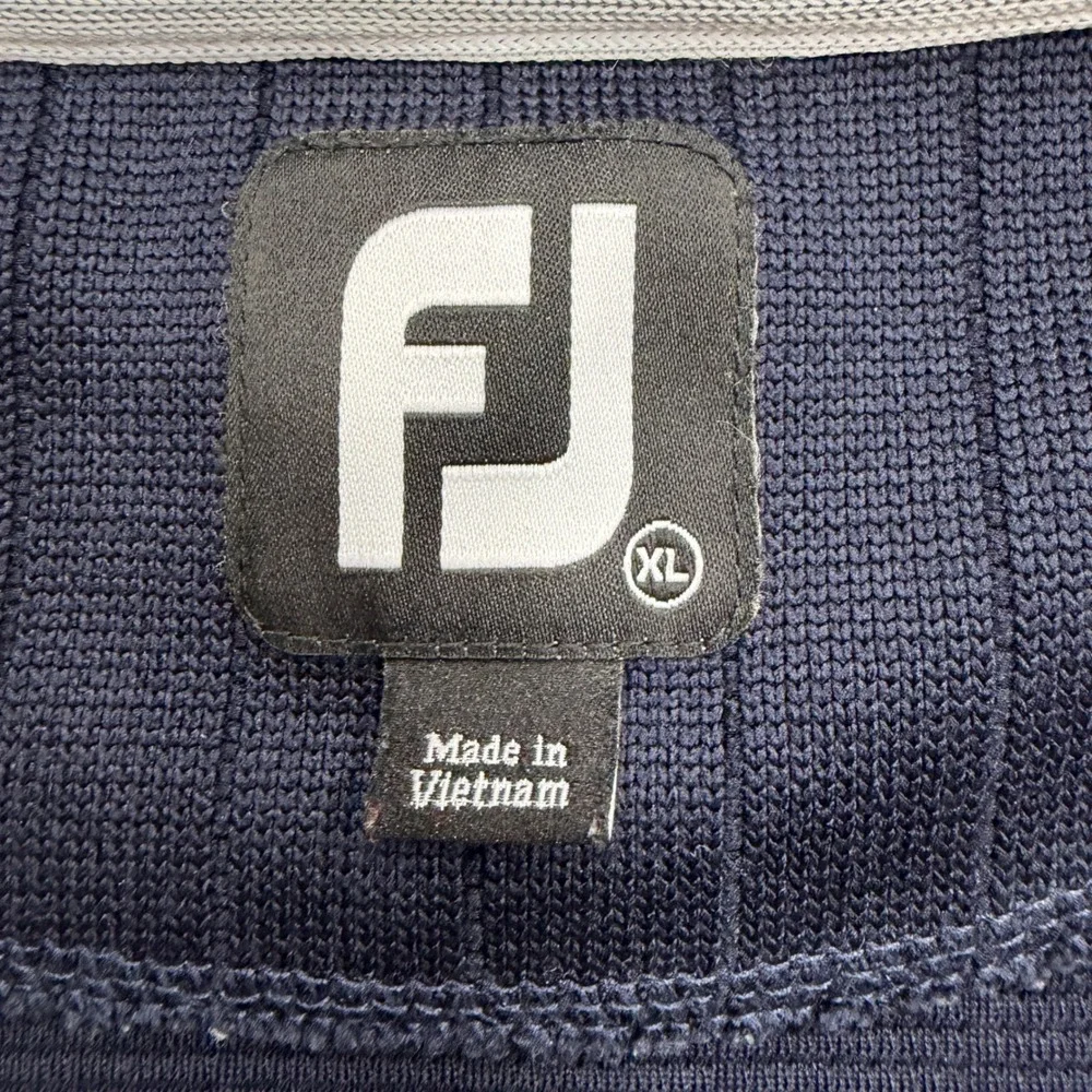 FootJoy Mens XL Navy Blue Quarter Zip Pullover Square D Ribbed Golf Sweater
